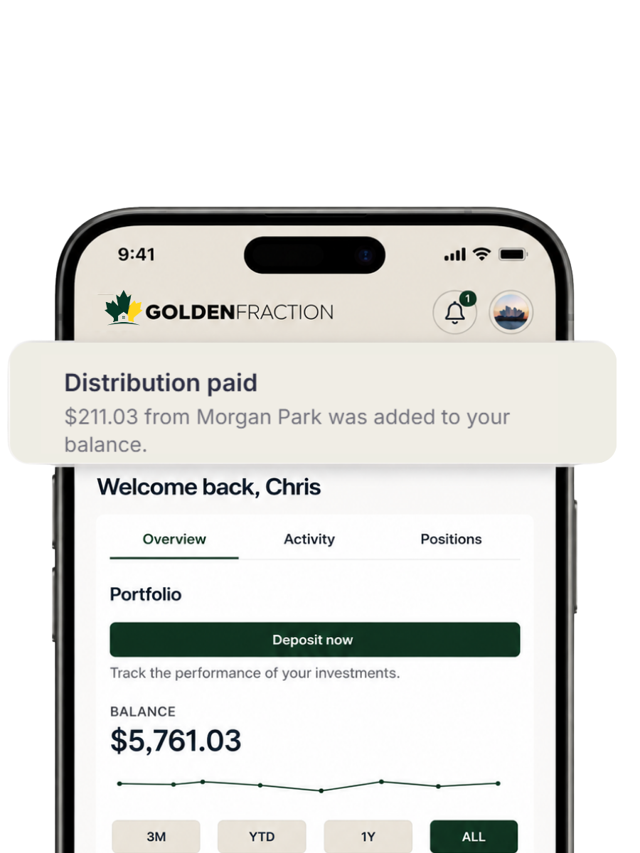 Golden Fraction mobile app screens